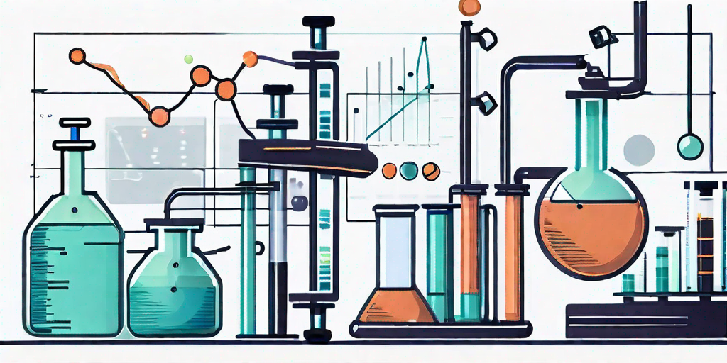 A biotech laboratory setting with various project management tools such as charts