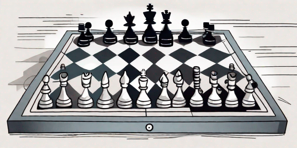 A chessboard with various project management tools such as a gantt chart