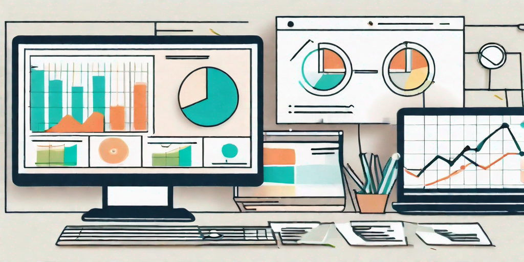 A computer screen displaying multiple project management tools such as charts