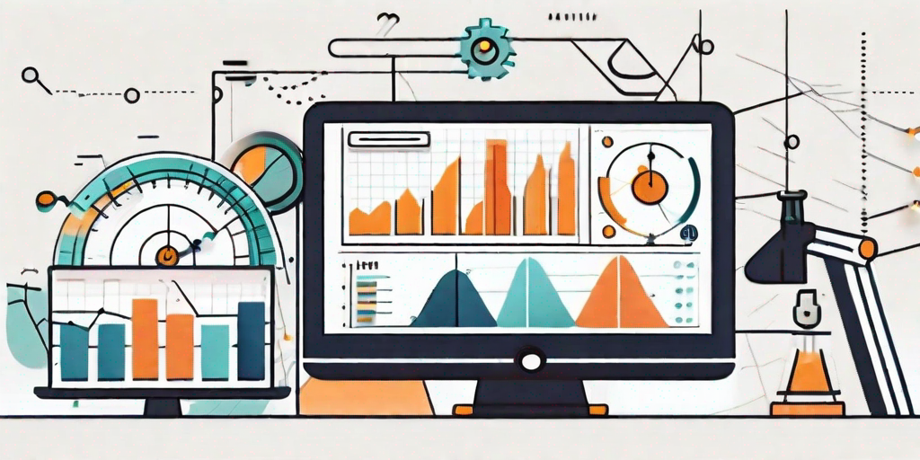 A digital screen displaying various project management tools like charts