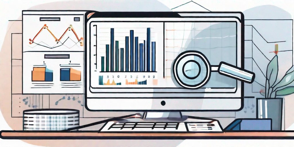 A desktop computer displaying various charts and graphs