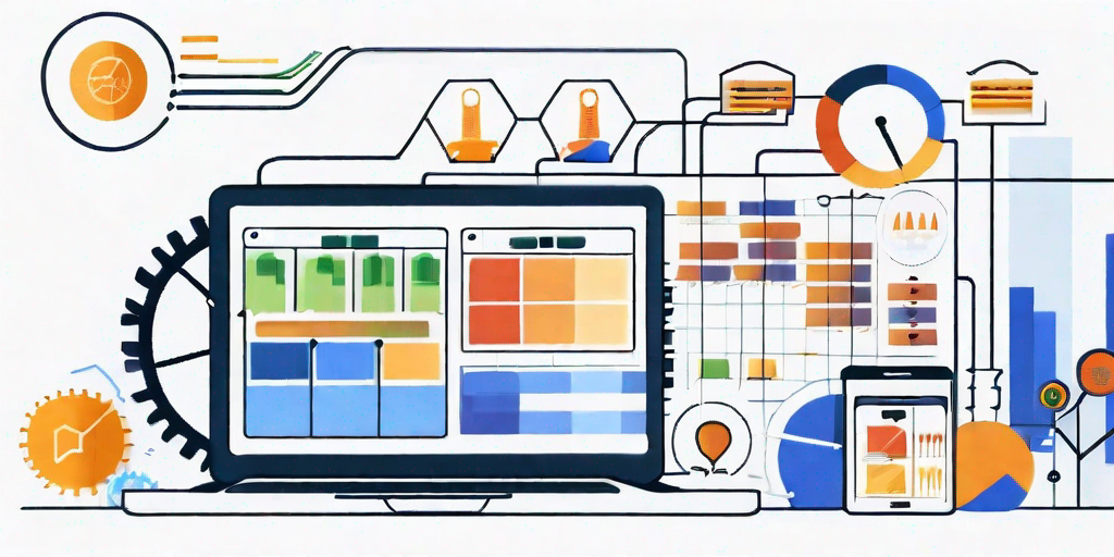 A computer screen displaying a project management software interface with various interactive elements such as charts