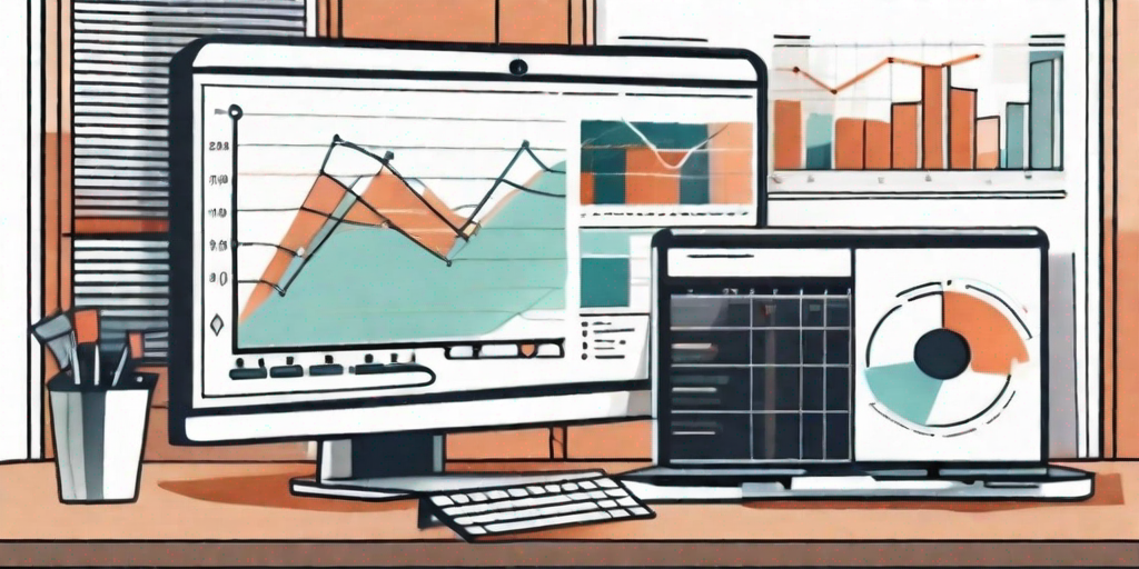 A desktop computer with various project management tools like charts