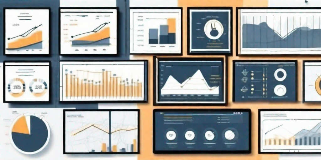 A digital dashboard displaying various real-time data analytics graphs and charts