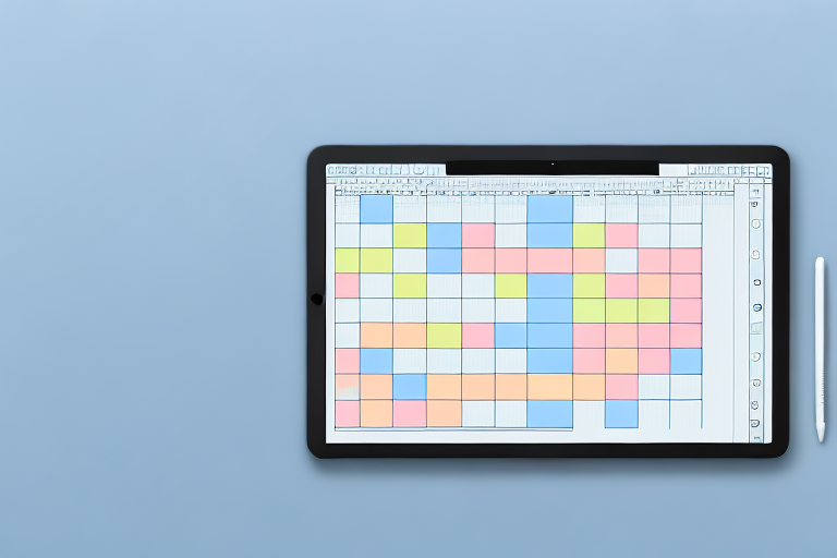 A digital tablet displaying a visually organized project planning structure