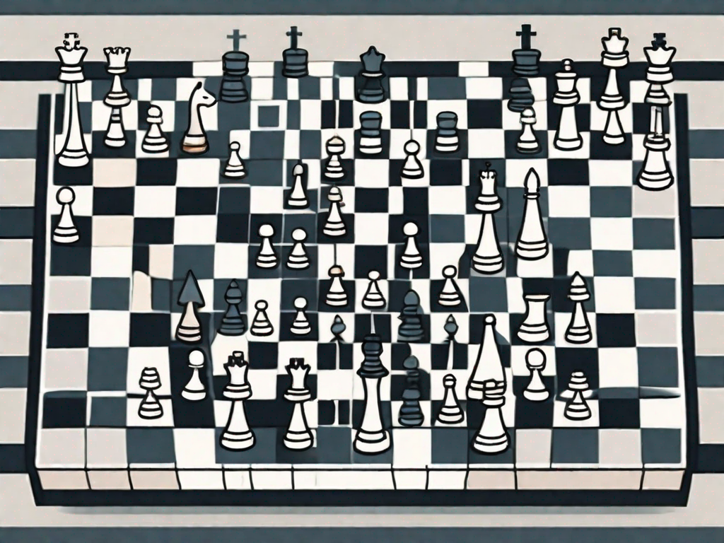 A chessboard with strategically placed pieces