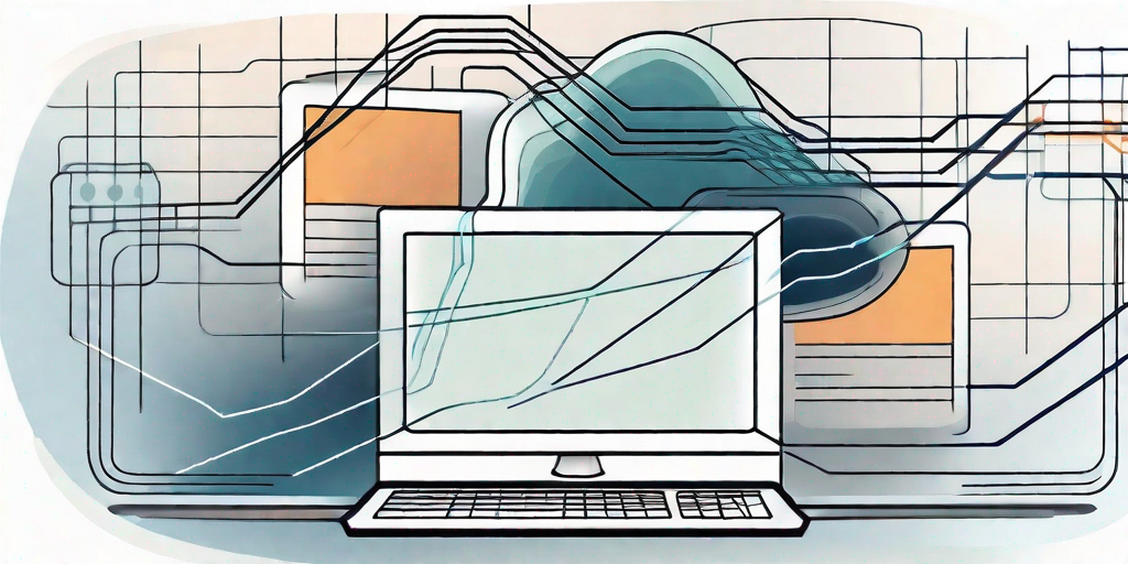 A computer network connected to a central database symbolizing a document management system