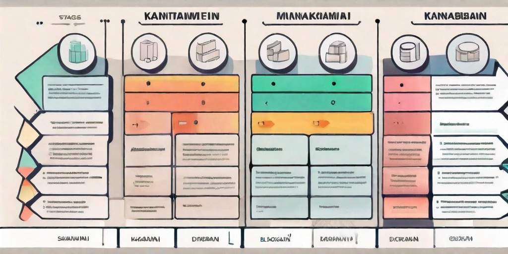 A marketing workflow chart with different stages