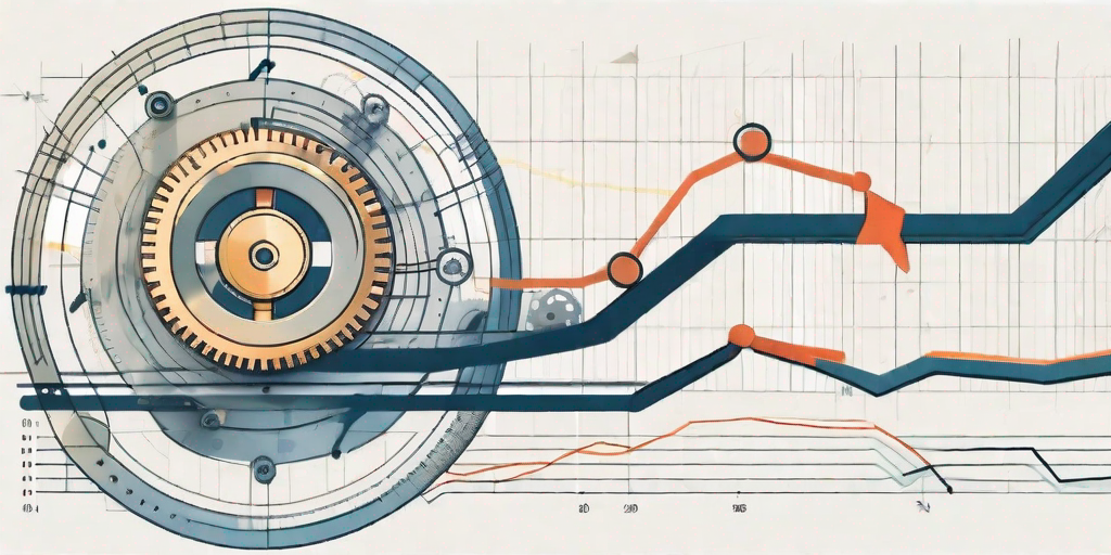 A dynamic financial chart with arrows indicating movement