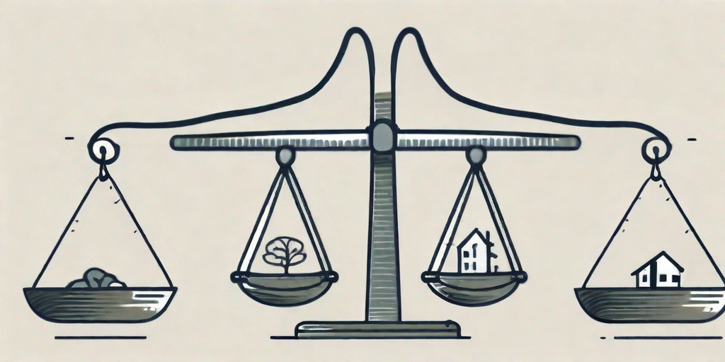 A balance scale with different stakeholder symbols (like a house for homeowner