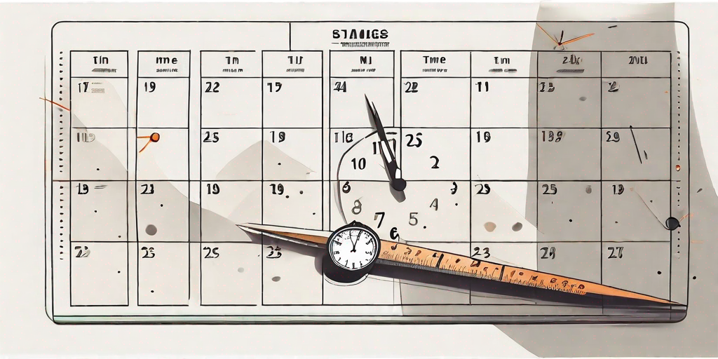 A calendar with various project stages marked on different dates