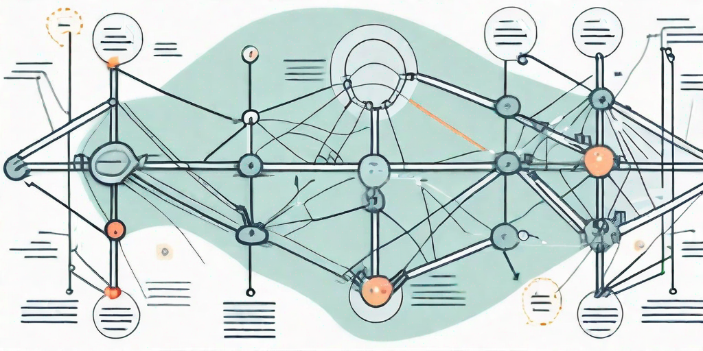 A complex network of interconnected tasks with varying paths