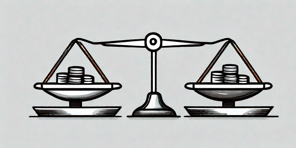 A balanced scale with dollar signs on one side and a performance meter on the other