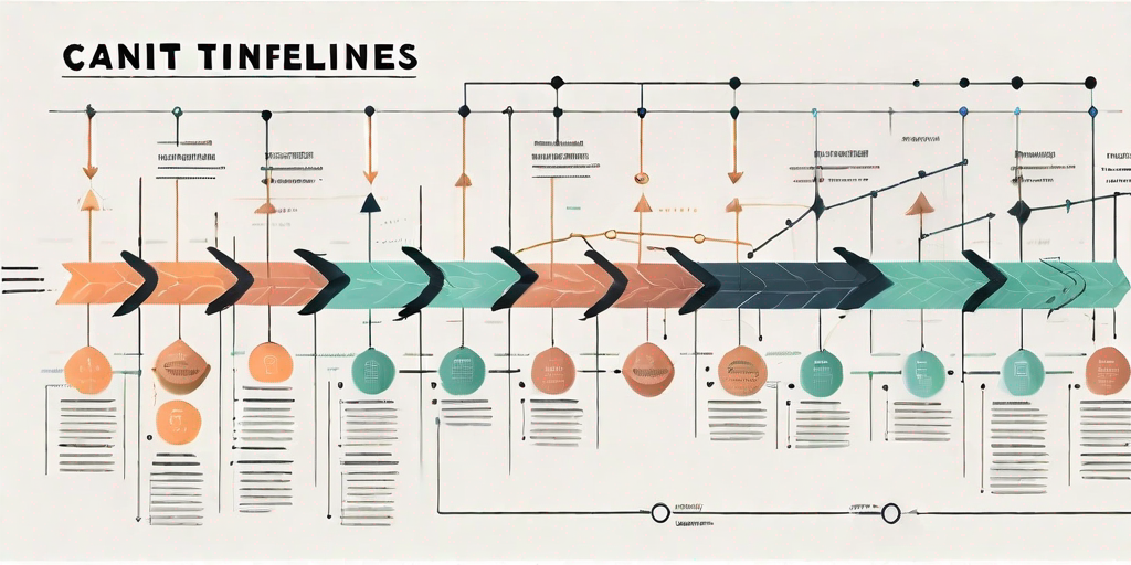 A detailed gantt chart with various tasks linked by arrows