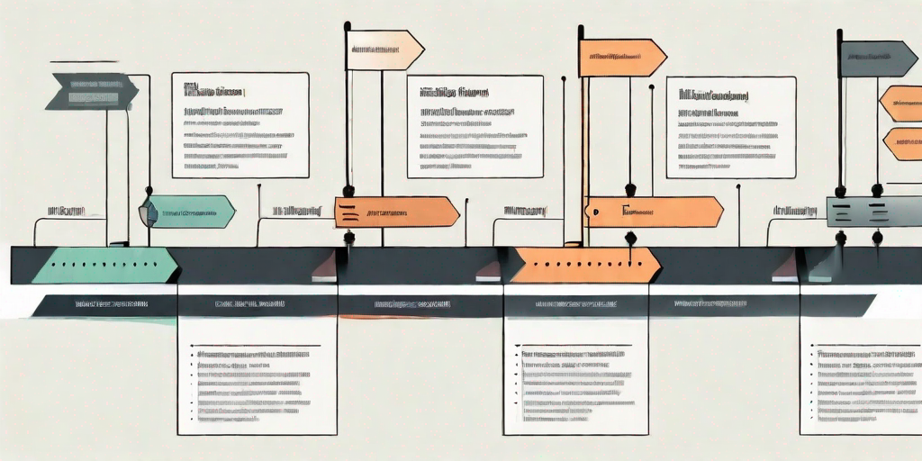 A project timeline with various tasks marked along it