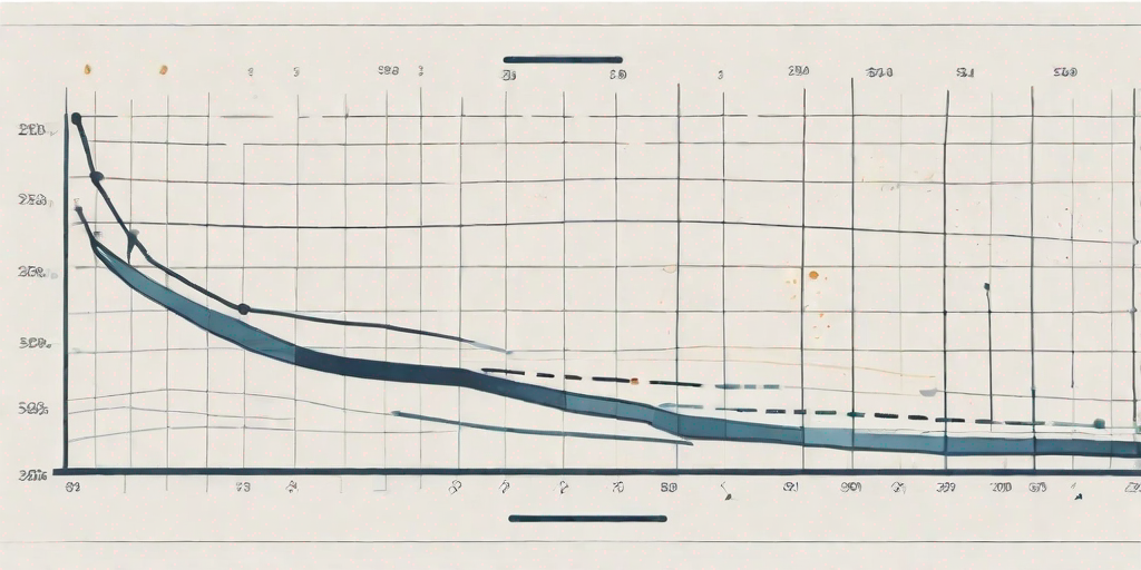 A sprint burndown chart with descending lines representing the progress of tasks over a given sprint period