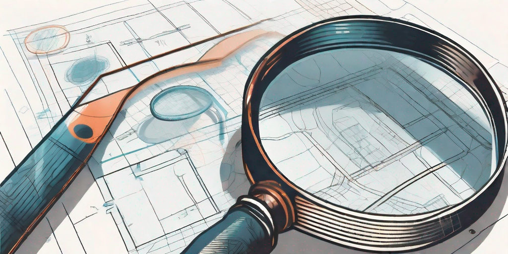 A magnifying glass focusing on a project blueprint