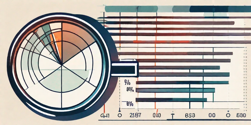 A magnifying glass focusing on a pie chart and bar graph representing procurement costs