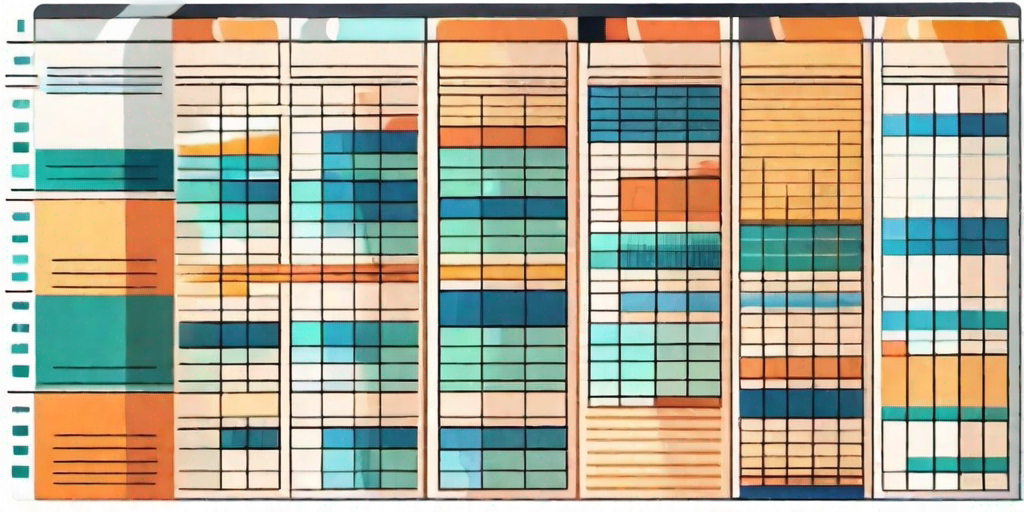 A calendar with various colored bar graphs and pie charts on it