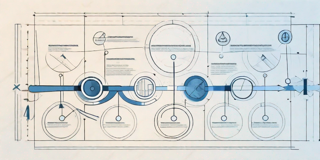 A blueprint featuring various project stages connected by a pathway