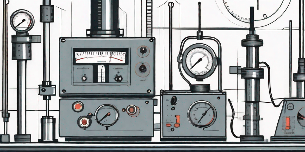 Various industrial tools and gauges symbolizing measurement and precision