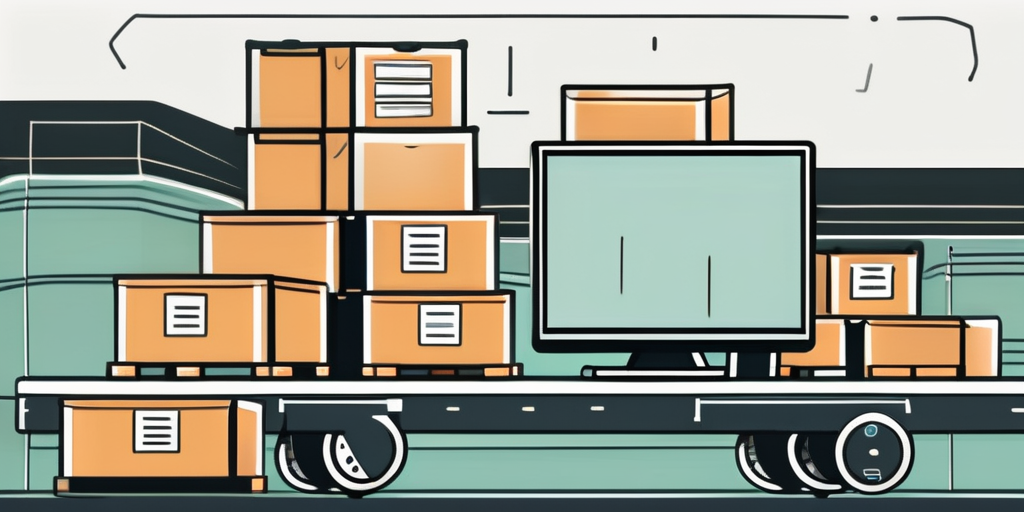 A conveyor belt with boxes (representing tasks) moving from one end (signifying the backlog) to the other (representing completion)