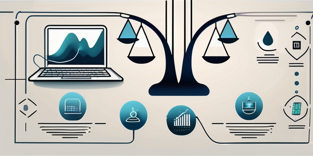 A balanced scale holding different software icons on each side