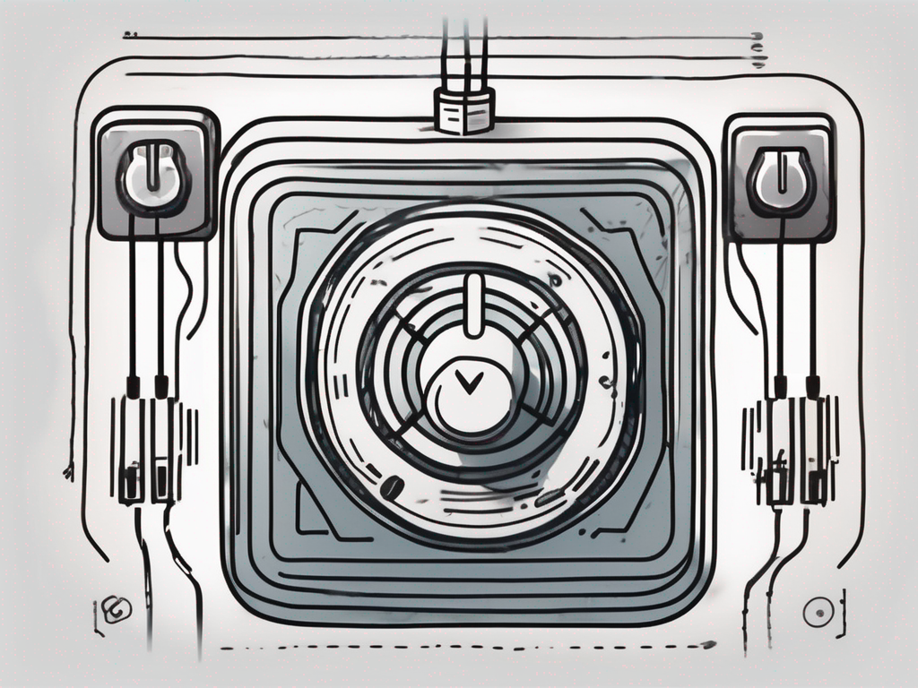 A switch or toggle button integrated into a symbolic representation of a software code