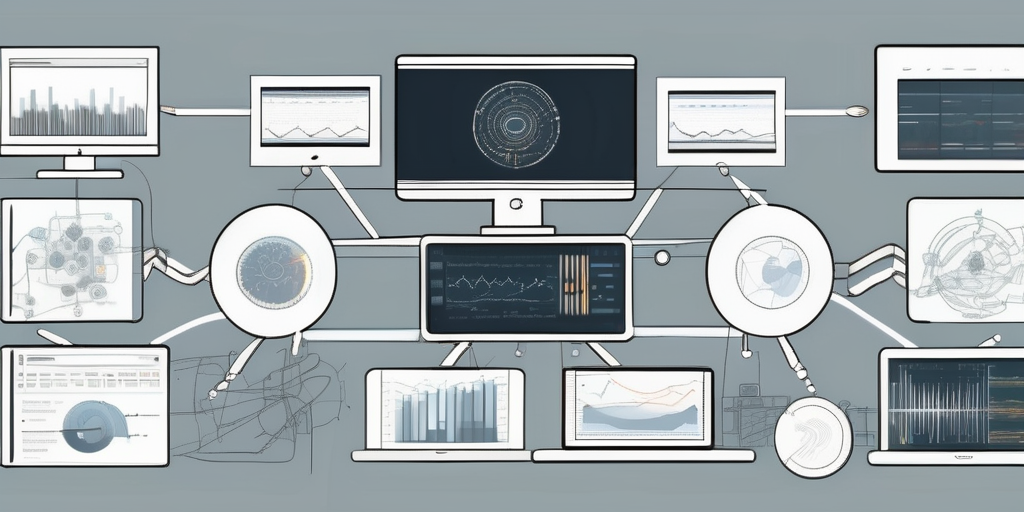 A computer screen showing different stages of software development