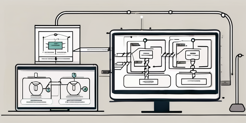 A computer screen displaying a flowchart or diagram that represents the process of model-based testing in software development