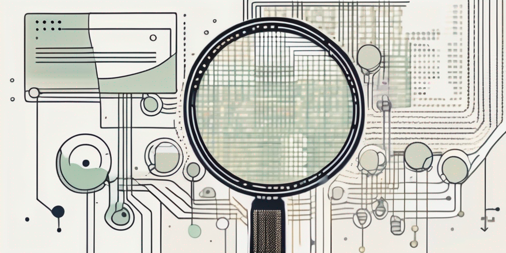 A magnifying glass highlighting a section of a computer code with small