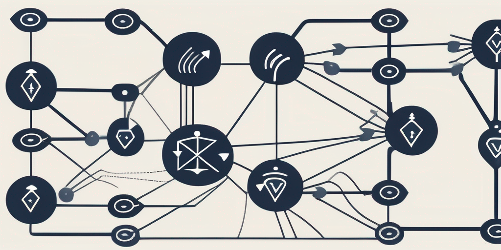 Various interconnected nodes symbolizing different versions of software