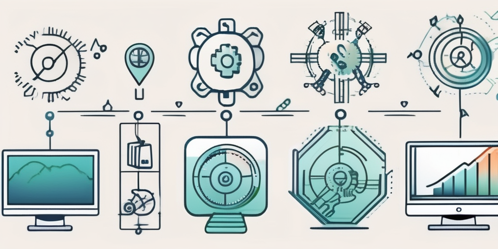 Various software icons showing a progression or transformation over time