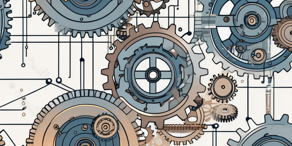 Various interconnected gears and circuits