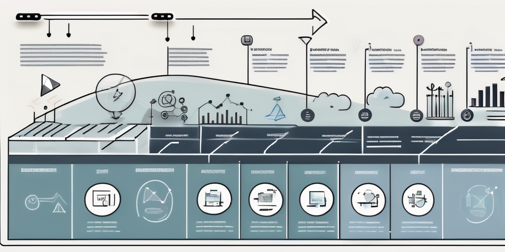 A project management board with various stages of software development