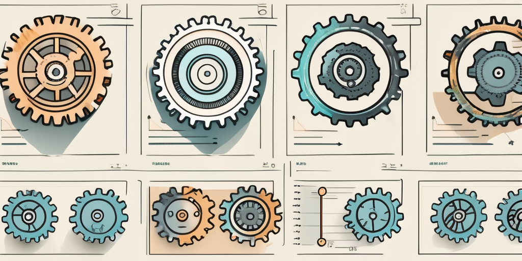 Different stages of software development represented as connected gears