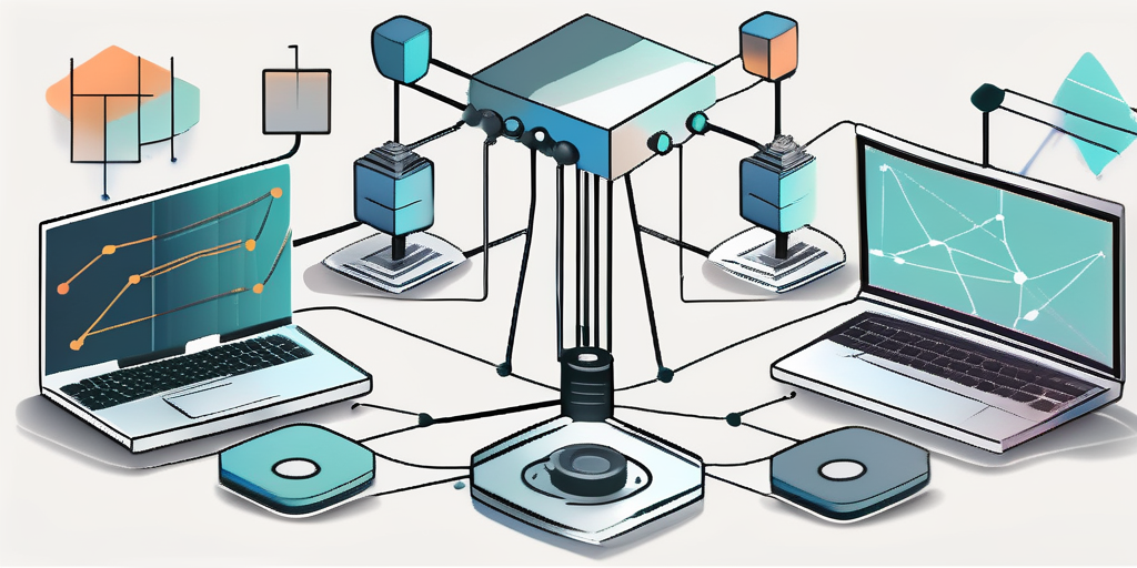 Various software tools and devices connected to a central hub