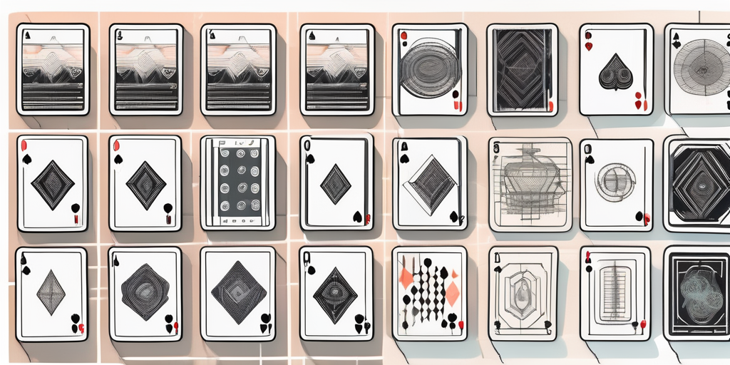 A set of playing cards with symbols representing various stages of software development