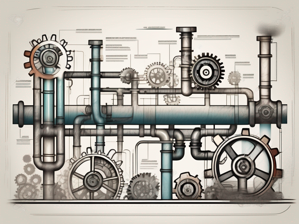 A pipeline with various stages represented as compartments