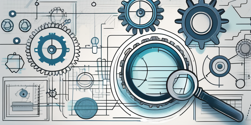 A complex blueprint featuring various elements like checkboxes